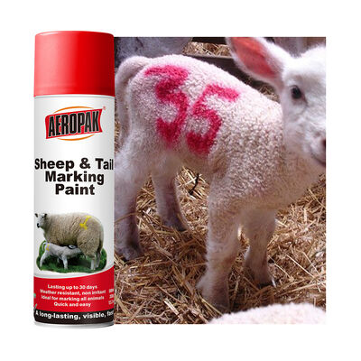 AEROPAK Flüssigkeitsbeschichtung Wasserbasierte umweltfreundliche Waschbare ungiftige Schafe Rinder Schweine Schwanz Markierung Sprayfarbe 500 ml